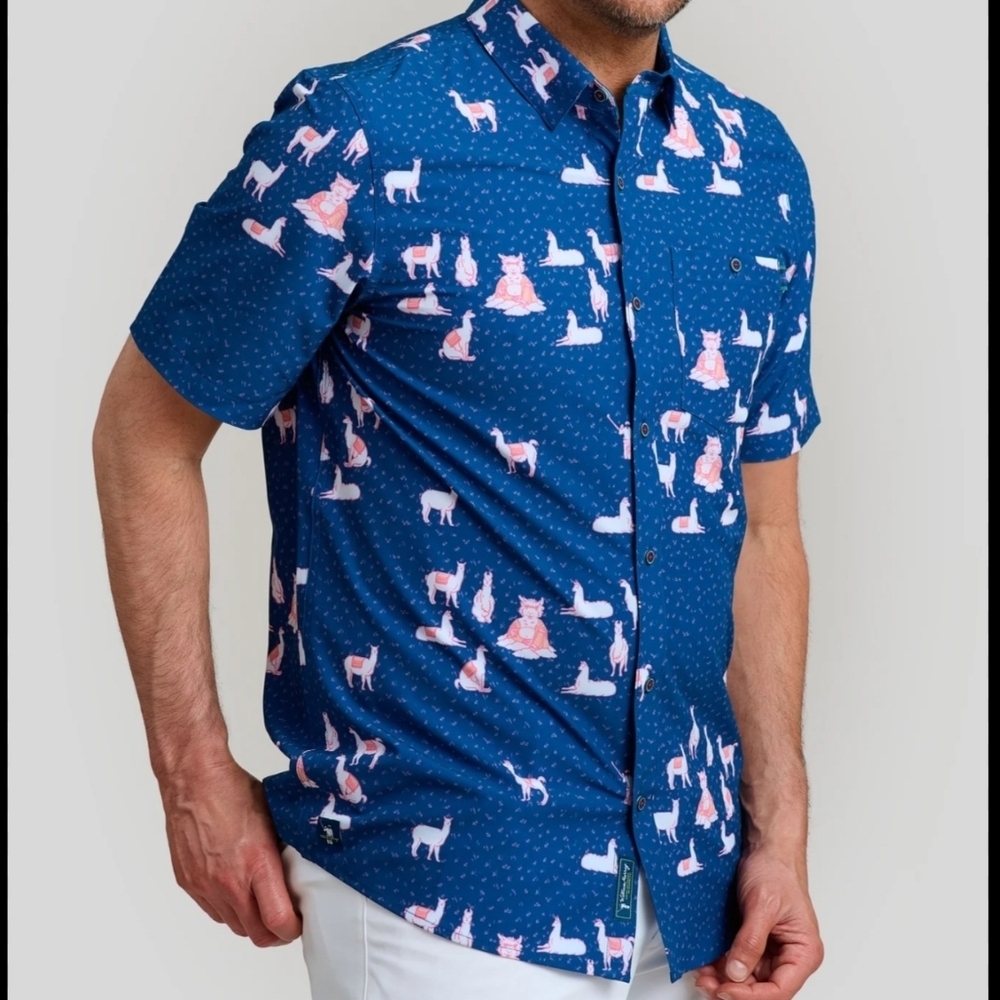 William Murray Llama Button Down Golf Perforance … - image 2